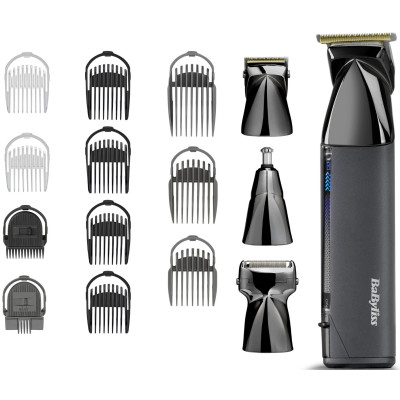 Набір для стрижки Babyliss Super-X Metal Black Edition, для голови, вусів, бороди,носа і тіла, акум., насадок-15, сумка для зберігання, підставка, сталь, чорний Набір для стрижки Babyliss Super-X Metal Black Edition, для голови, вусів, бороди,носа і тіла, акум., насадок-15, сумка для зберігання, підставка, сталь, чорний