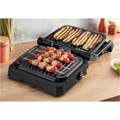 Tefal Гриль прижимний OptiGrill 2в1 Black, 2100Вт, темп. режимів-4, з`ємні пластини, метал, чорний