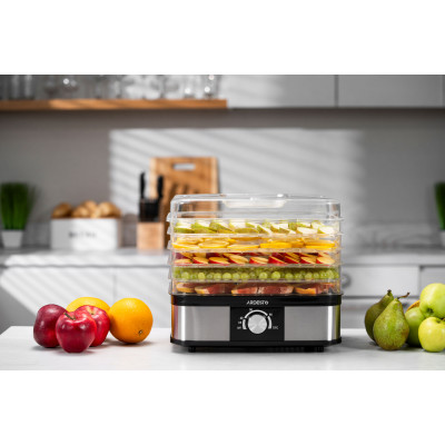 ARDESTO Сушарка для продуктів 550Вт, піддонів - 5x3см, макс - 70°С, пластик, чорний+нерж