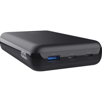 Аккумулятор портативный литий-ионный power bank Trust Laro, 20000 мА-ч, USB-A/2хUSB-C, 100w, черный Аккумулятор портативный литий-ионный power bank Trust Laro, 20000 мА-ч, USB-A/2хUSB-C, 100w, черный