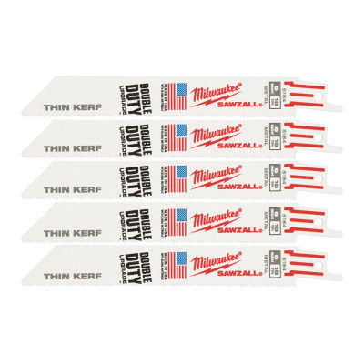 Полотно пиляльне для шабельної пилки Milwaukee THIN KERF універсальне, крок зуба 1.4ммх150мм, 5шт Полотно пиляльне для шабельної пилки Milwaukee THIN KERF універсальне, крок зуба 1.4ммх150мм, 5шт