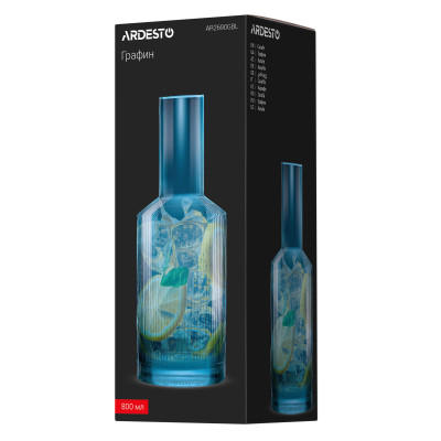 Графин Ardesto 800мл, боросиликатное стекло, голубой