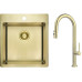 Набір для кухні Deante Olfato стальна мийка ZPO_R10A + зміш. BQO_R72M, брашоване золото