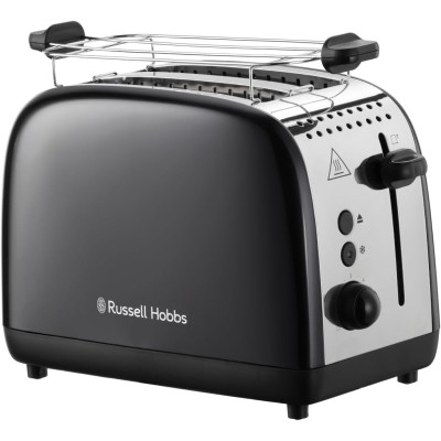 Тостер Russell Hobbs Colours Plus 1600Вт, підігрів, розморожування, метал., чорний