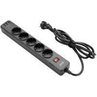 Подовжувач мережевий 2E 2м, 5xТипF, 16A, 3xUSB-A, фільтр, чорний Подовжувач мережевий 2E 2м, 5xТипF, 16A, 3xUSB-A, фільтр, чорний