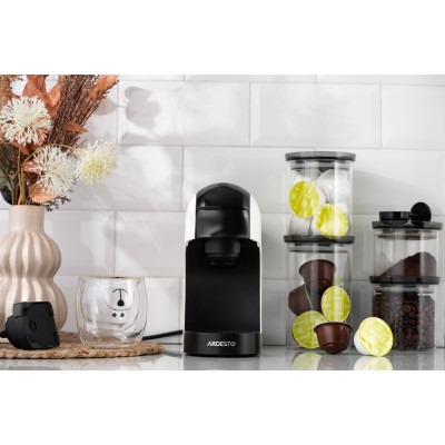 Кавоварка Ardesto капсульна, 0.8л,  капсули Nespresso, Nescafe Dolce Gusto, мелена кава, сенсорне керування, білий