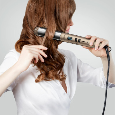 Випрямляч Rowenta Glam & Shine 2в1, темп.режимів-8, 140-210С, дисплей, кераміка, золотий