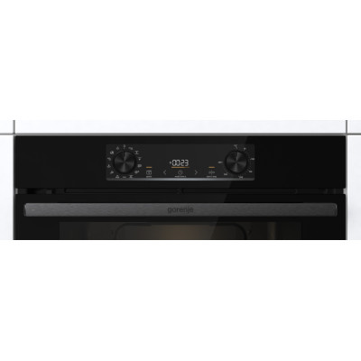 Gorenje Духова шафа електрична, 77л, A+, пара, дисплей, піроліз, чорний