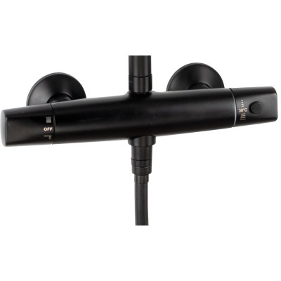 Душова система Deante Jasmin зі змішувачем-термостатом для душу, душ - 3 функц., кріпл. - на стійці, чорний