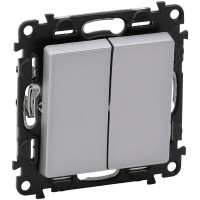 Вимикач 2-клавішний Legrand Valena LIFE, автоматичні клеми, алюміній Вимикач 2-клавішний Legrand Valena LIFE, автоматичні клеми, алюміній