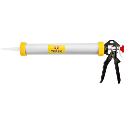 Topex Пістолет для герметика, 600мл, корпус алюмінієво-сталевий, робоча частина 380мм, обертальна ручка Topex Пістолет для герметика, 600мл, корпус алюмінієво-сталевий, робоча частина 380мм, обертальна ручка