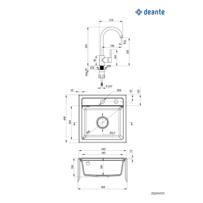Набір для кухні Deante Zorba, гранітна мийка ZQZ_7103 + зміш. BEN_762M, пісок Набір для кухні Deante Zorba, гранітна мийка ZQZ_7103 + зміш. BEN_762M, пісок