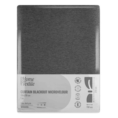 Штора ARDESTO 150х270см, блекаут мікровелюр, 100% поліестер, сірий темний