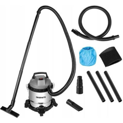 Пилосос професійний GRAPHITE, 800Вт, 12кПа, контейнер 12л, розетка 220В/800В, колеса Пилосос професійний GRAPHITE, 800Вт, 12кПа, контейнер 12л, розетка 220В/800В, колеса