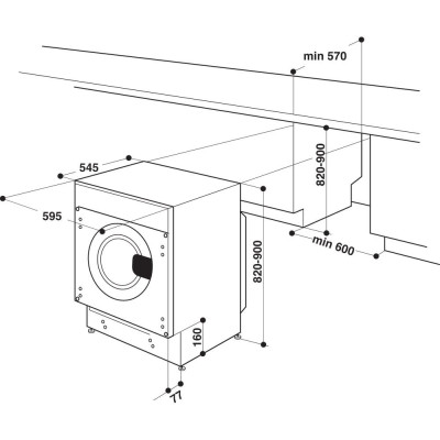Пральна машина Whirlpool вбудована фронтальна, 7кг, 1400, D, 60см, дисплей, пара, білий Пральна машина Whirlpool вбудована фронтальна, 7кг, 1400, D, 60см, дисплей, пара, білий