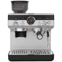 Кавоварка Krups ріжкова Precision+, 3.5л, вдубована кавомолка, ручний капучинатор, 15 бар, чорний-сірий