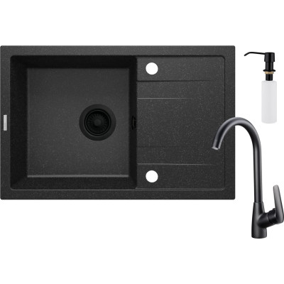 Набір для кухні Deante Corio, гранітна мийка ZRC_G113 + зміш. BMO_N62M + дозатор ZZZ_B00D, графіт Набір для кухні Deante Corio, гранітна мийка ZRC_G113 + зміш. BMO_N62M + дозатор ZZZ_B00D, графіт