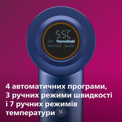 Фен Philips 8000 Series, 1400Вт, 3 режими, іонізація, хол. обдув, турборежим , аквамарин