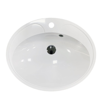 Раковина, умивальник Adamant Lauf New, штучний камінь, овальна, без отвору для змішувача, з отвором для переливу, 540х445х130мм, накладний, білий