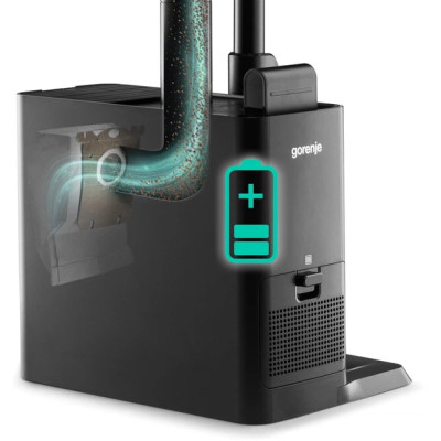 Пилосос Gorenje бездротовий, 190Вт, конт пил -0.6л, автон. робота до 60хв, HEPA, підсвічування, індикатор, турбощітка, антрацит Пилосос Gorenje бездротовий, 190Вт, конт пил -0.6л, автон. робота до 60хв, HEPA, підсвічування, індикатор, турбощітка, антрацит