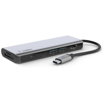 Хаб Belkin USB-C 7в1 HDMI/VGA/2хUSB-A/USB-C/SD/microSD/jack3.5 Хаб Belkin USB-C 7в1 HDMI/VGA/2хUSB-A/USB-C/SD/microSD/jack3.5