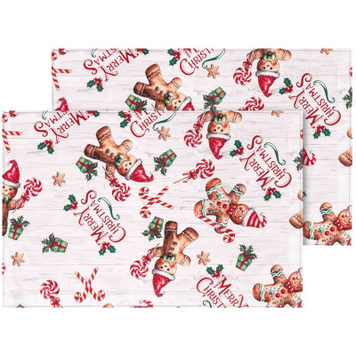 Набір серветок серв. ARDESTO Christmas Gingerbread 30х45см, 2шт, 100% поліестер, червоний