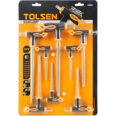 Викрутка Tolsen Т-подібні, Тorx 10-50, сталь CrV набір 8шт Викрутка Tolsen Т-подібні, Тorx 10-50, сталь CrV набір 8шт