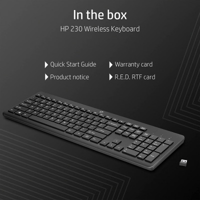 Клавіатура мембранна HP 230, 106key, WL, EN/UK, чорний