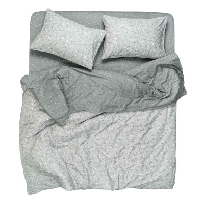 КПБ 1,5сп ARDESTO Gloria, підковдра 160х220см, простирадло 160х220см, наволочки (2) 50х70см, 100% бавовна, сатин, дрібні квіти, сірий