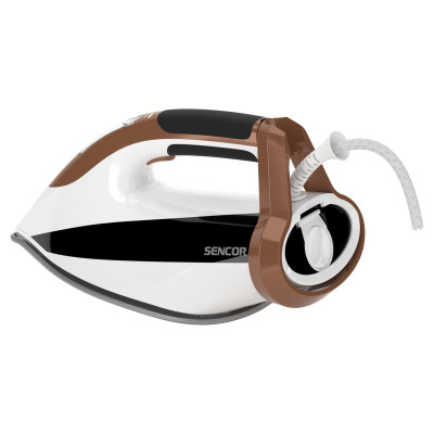 Праска Sencor, 2800Вт, 330мл, паровий удар -195гр, постійна пара - 55гр, pro та auto режими, керам. підошва, біло-коричневий Праска Sencor, 2800Вт, 330мл, паровий удар -195гр, постійна пара - 55гр, pro та auto режими, керам. підошва, біло-коричневий