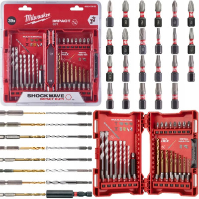 Набір біт і свердл по металу Milwaukee RedHEX TiN, сталь, кейс, 39шт Набір біт і свердл по металу Milwaukee RedHEX TiN, сталь, кейс, 39шт