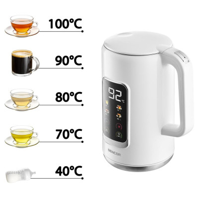 Электрочайник Sencor 1.7л, Strix, LED дисплей, двойные стенки, смысл. управление, белый Электрочайник Sencor 1.7л, Strix, LED дисплей, двойные стенки, смысл. управление, белый