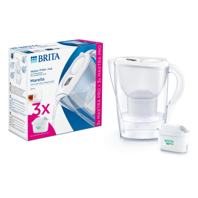 Фільтр-глечик Brita Marella Memo MXPro 2.4л (1.4л очищеної води) з фільтр-картриджем білий 3шт