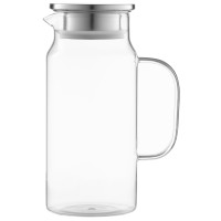 Глечик з кришкою ARDESTO 1200мл, боросилікатне скло, нержавіюча сталь, прозорий Глечик з кришкою ARDESTO 1200мл, боросилікатне скло, нержавіюча сталь, прозорий