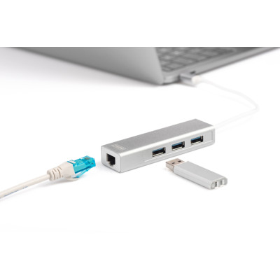 Digitus Концентратор USB-C - USB 3.0 3 Port Hub + Gigabit Ethernet Digitus Концентратор USB-C - USB 3.0 3 Port Hub + Gigabit Ethernet