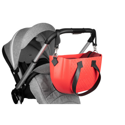 Сумка Nuvita MyMia ручки шкіра, килимок, ремені для коляски, червоно-чорний