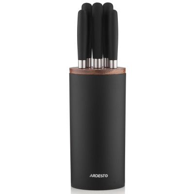 ARDESTO Набір ножів з блоком Gemini, 6 предметів, нержавіюча сталь, пластик, чорний ARDESTO Набір ножів з блоком Gemini, 6 предметів, нержавіюча сталь, пластик, чорний