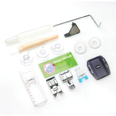 Швейна машина МINERVA M832B,  електромех., 85 Вт,  37 швейних операцій, петля напівавтомат, білий+синій