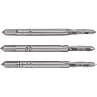 Мітчики TOPEX, М3, крок різьблення 0.5мм, 43мм, вольфрамова сталь, футляр, 3шт Мітчики TOPEX, М3, крок різьблення 0.5мм, 43мм, вольфрамова сталь, футляр, 3шт