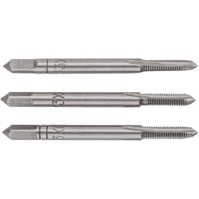 Topex Мітчики, 3шт, М3, крок різьблення 0.5мм, 43мм, вольфрамова сталь, футляр Topex Мітчики, 3шт, М3, крок різьблення 0.5мм, 43мм, вольфрамова сталь, футляр