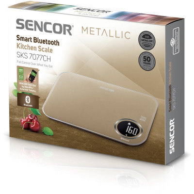 Ваги Sencor кухонні, 5кг, підключення до смартфону, AAAx2, пластик, бронзовий