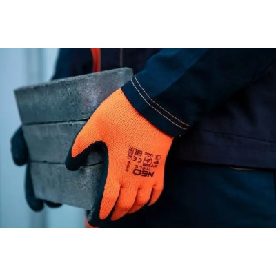 Neo Tools Рукавички робочі, латексне покриття, поліестер, р.10, помаранчево чорні Neo Tools Рукавички робочі, латексне покриття, поліестер, р.10, помаранчево чорні