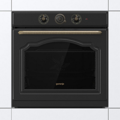 Gorenje Духова шафа електрична, 77л, A, пара, дисплей, чорний матовий