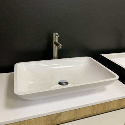 Раковина, умивальник Adamant LOWER, штучний камінь, прямокут., без отвору для змішувача та переливу, 560x360x100мм, накладний, білий Раковина, умивальник Adamant LOWER, штучний камінь, прямокут., без отвору для змішувача та переливу, 560x360x100мм, накладний, білий