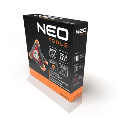 Neo Tools Прожектор на батарейках, трикутний, ААх4, 22x220x45мм , 800лм, 10Вт, 3 функції освітлення, біле/червоне світло Neo Tools Прожектор на батарейках, трикутний, ААх4, 22x220x45мм , 800лм, 10Вт, 3 функції освітлення, біле/червоне світло