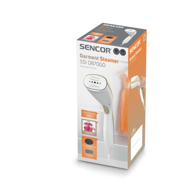 Відпарювач Sencor компактний, 1000Вт, 75мл, постійна пара - 20гр, алюмінієва підошва, білий/бежевий Відпарювач Sencor компактний, 1000Вт, 75мл, постійна пара - 20гр, алюмінієва підошва, білий/бежевий