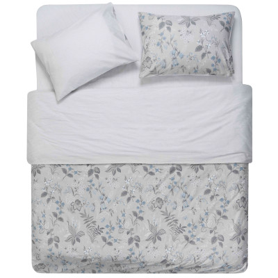 КПБ 2,0сп ARDESTO Gloria, підковдра 200х220см, простирадло 230х240см, наволочки (2) 50х70см, 100% бавовна, сатин, польові квіти, сірий світлий