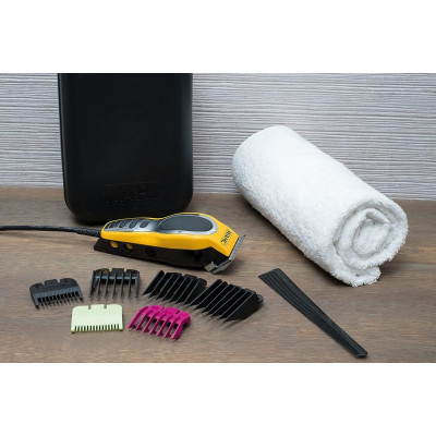 Машинка для стрижки Wahl Close Cut Pro Clipper, від мережі, вібраційний мотор, насадок-6, кейс, сталь, жовтий