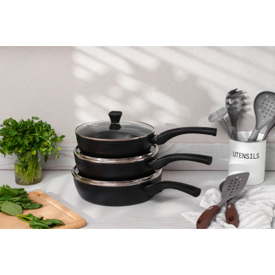 ARDESTO Сковорода глибока з кришкою Gemini Livorno, 28см, алюміній, чорний ARDESTO Сковорода глибока з кришкою Gemini Livorno, 28см, алюміній, чорний