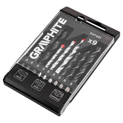 Набір свердл GRAPHITE по металу, цеглі: 5-6, 8, 9шт